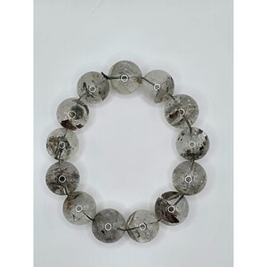 Garden Quartz 18.5mm Bead Bracelet Natural Lodolite Clarity & Inclusions NWT